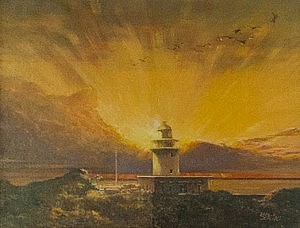 夕景の洲崎灯台（F10号）