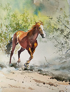 「アリゾナ砂漠の野生馬」石井まゆみ